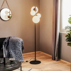 Vloerlamp Dione, 4-lamps, zwart