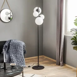 Vloerlamp Dione, 4-lamps, zwart