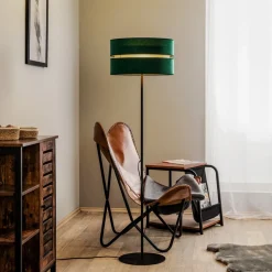 Vloerlamp Duo, groen/goud, Ø 40 cm 1-lamp