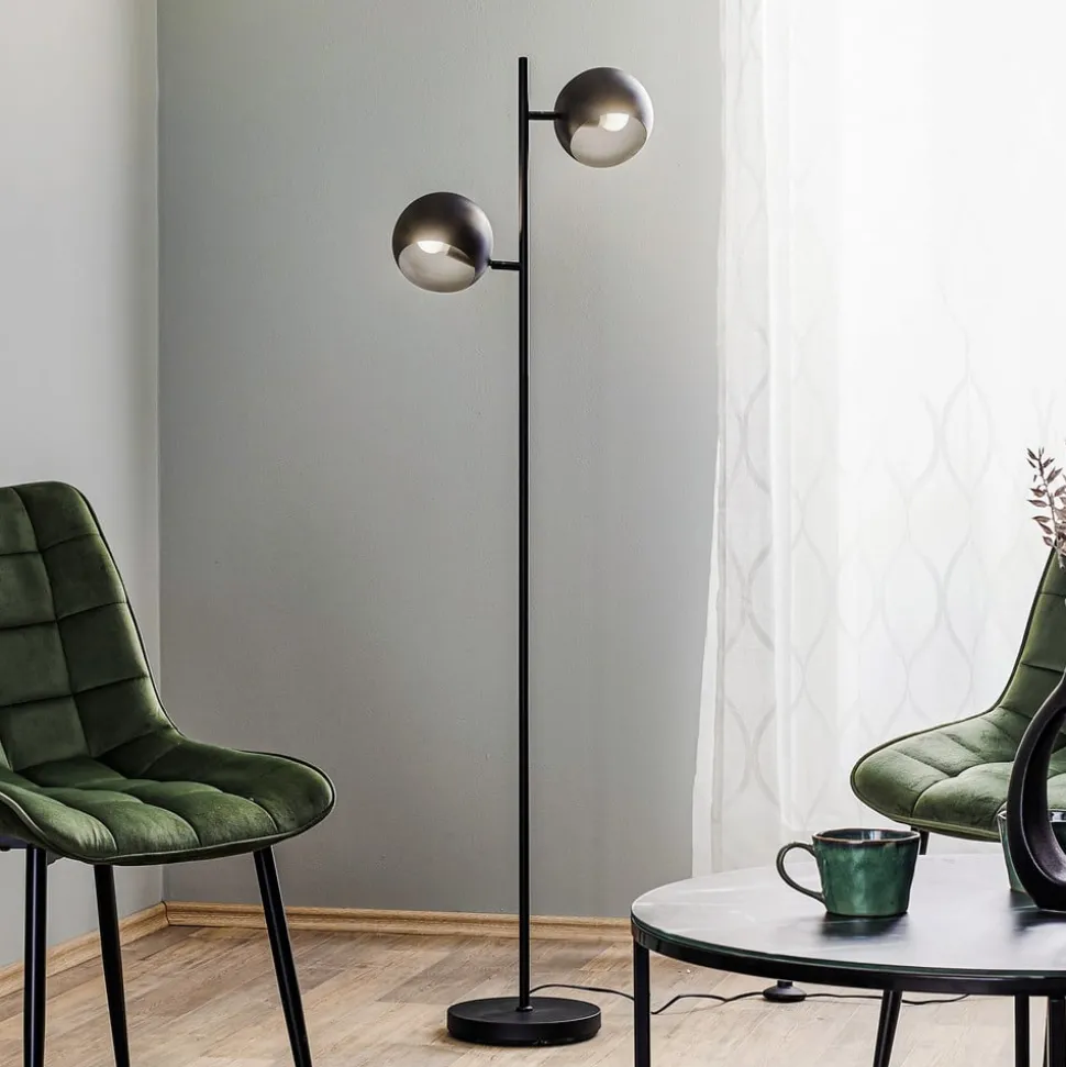 Vloerlamp Edgar, 2-lamps, zwart