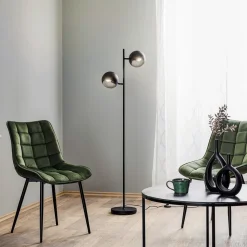 Vloerlamp Edgar, 2-lamps, zwart