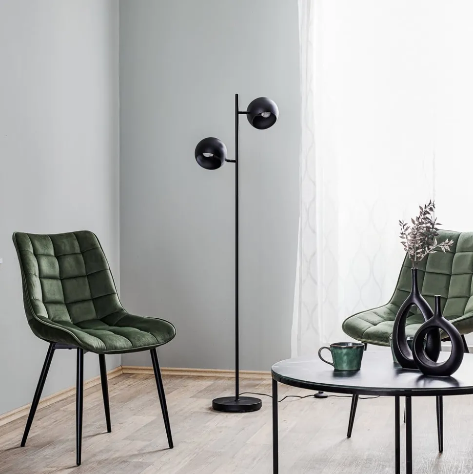 Vloerlamp Edgar, 2-lamps, zwart