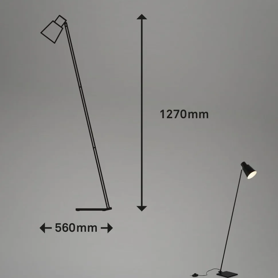 Vloerlamp Ekko, justeerbaar, E27, zwart