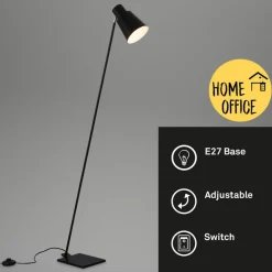 Vloerlamp Ekko, justeerbaar, E27, zwart