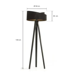 Vloerlamp Emi met driepoot en 2-kleurige lampenkap