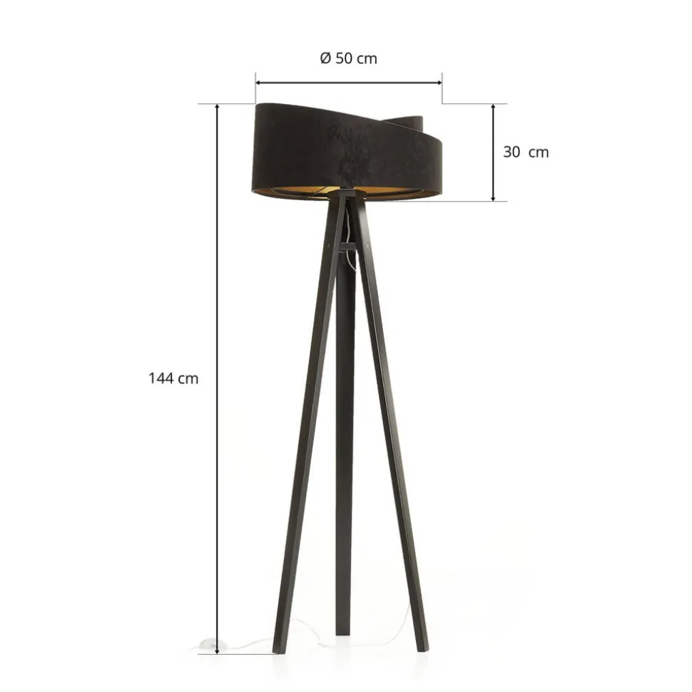 Vloerlamp Emi met driepoot en 2-kleurige lampenkap