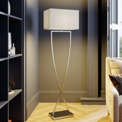 Vloerlamp Evaine, chroom/wit, metaal, 157 cm, E27