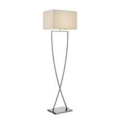 Vloerlamp Evaine, chroom/wit, metaal, 157 cm, E27