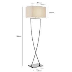 Vloerlamp Evaine, chroom/wit, metaal, 157 cm, E27