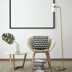 Vloerlamp Fifty, geborsteld messing