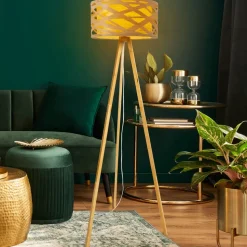 Vloerlamp Finja met statiefframe van bamboe