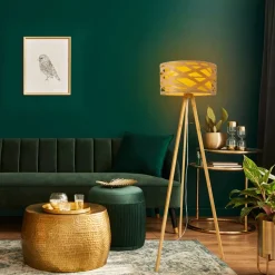 Vloerlamp Finja met statiefframe van bamboe