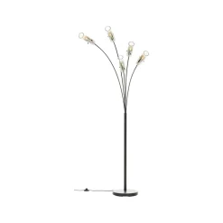 Vloerlamp Glasini, hoogte 200 cm, rookgrijs, 5-lamps, glas