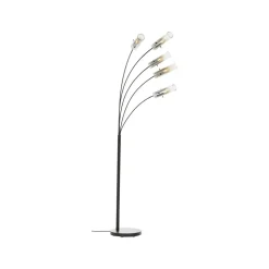 Vloerlamp Glasini, hoogte 200 cm, rookgrijs, 5-lamps, glas
