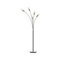 Vloerlamp Glasini, hoogte 200 cm, rookgrijs, 5-lamps, glas