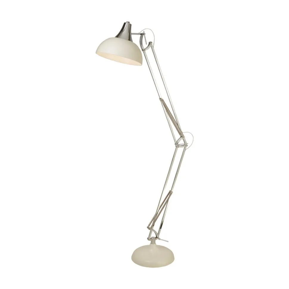 Vloerlamp Goliath, crème, metaal, E27, 170 cm, verstelbaar