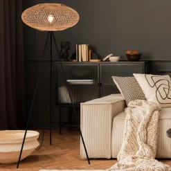 Vloerlamp Hedda van sisal en metaal