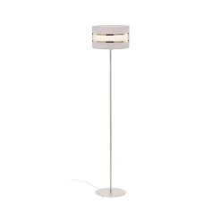 Vloerlamp Helen met textiel kap wit-goud