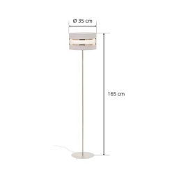 Vloerlamp Helen met textiel kap wit-goud