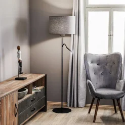 Vloerlamp Hotel Plus - grijze kap en leeslamp