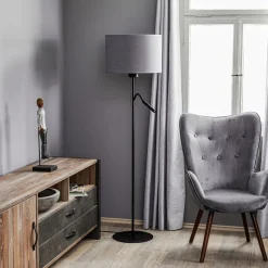 Vloerlamp Hotel Plus - grijze kap en leeslamp