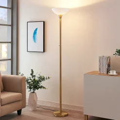 Vloerlamp Ignacia, messingkleurig, glas, 180 cm, E27