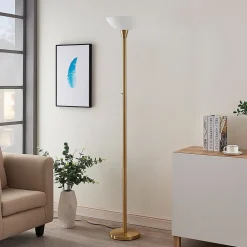 Vloerlamp Ignacia, messingkleurig, glas, 180 cm, E27