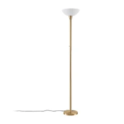 Vloerlamp Ignacia, messingkleurig, glas, 180 cm, E27