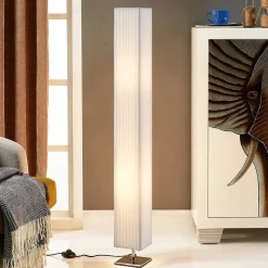 Vloerlamp Janno, wit, textiel, metaal, 120cm, E27