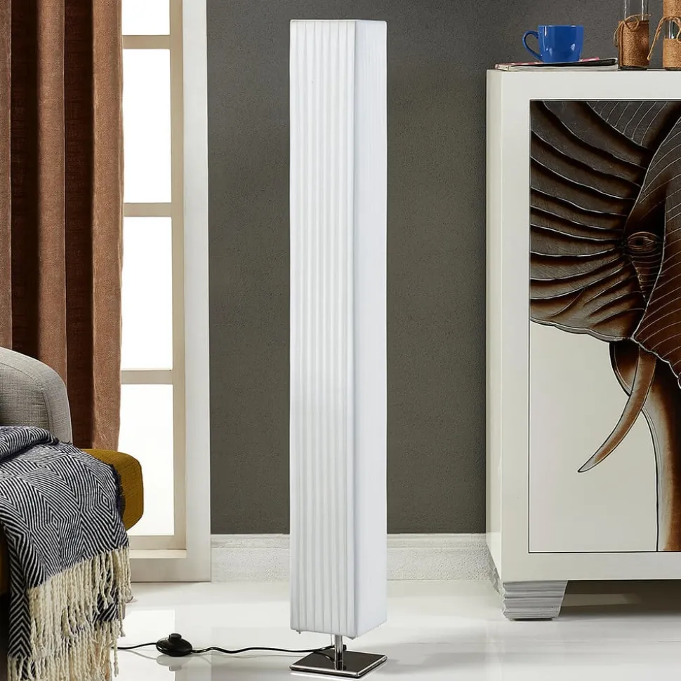 Vloerlamp Janno, wit, textiel, metaal, 120cm, E27