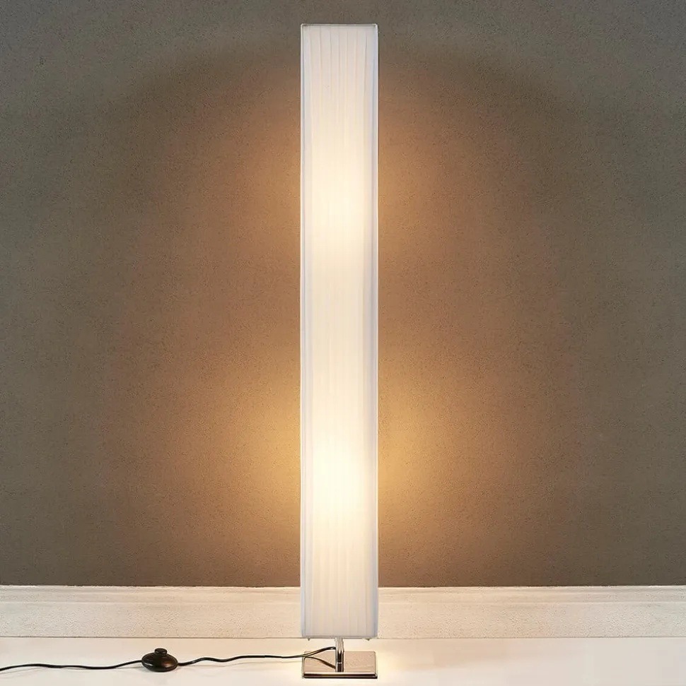 Vloerlamp Janno, wit, textiel, metaal, 120cm, E27