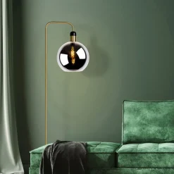 Vloerlamp Julius met marmeren voet, zwart/goud