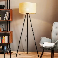 Vloerlamp Juta met driepoot