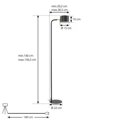 Vloerlamp Kaida, zwart, metaal