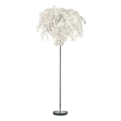 Vloerlamp Leavy, hoogte 180 cm, chroom/wit, metaal/kunststof