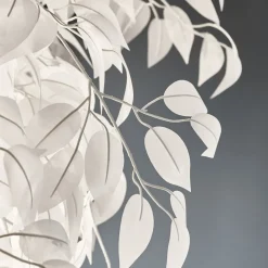 Vloerlamp Leavy, hoogte 180 cm, chroom/wit, metaal/kunststof