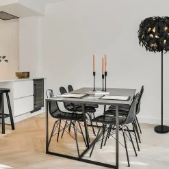 Vloerlamp Leavy, zwart/goud, hoogte 180 cm, kunststof