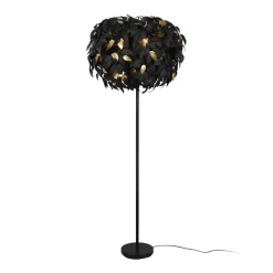 Vloerlamp Leavy, zwart/goud, hoogte 180 cm, kunststof
