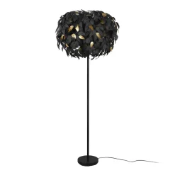 Vloerlamp Leavy, zwart/goud, hoogte 180 cm, kunststof
