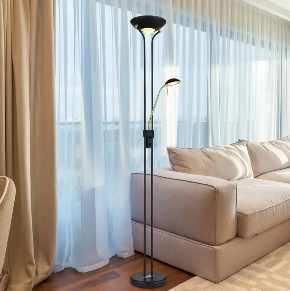 Vloerlamp Leonas messing/zwart