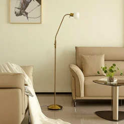 Vloerlamp Lindby Elaina, messingkleurig, 162cm, flexibel, E14