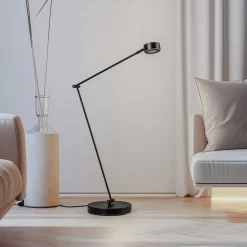 Vloerlamp Lindby Jyla, zwart, 2700K, GX53, ijzer