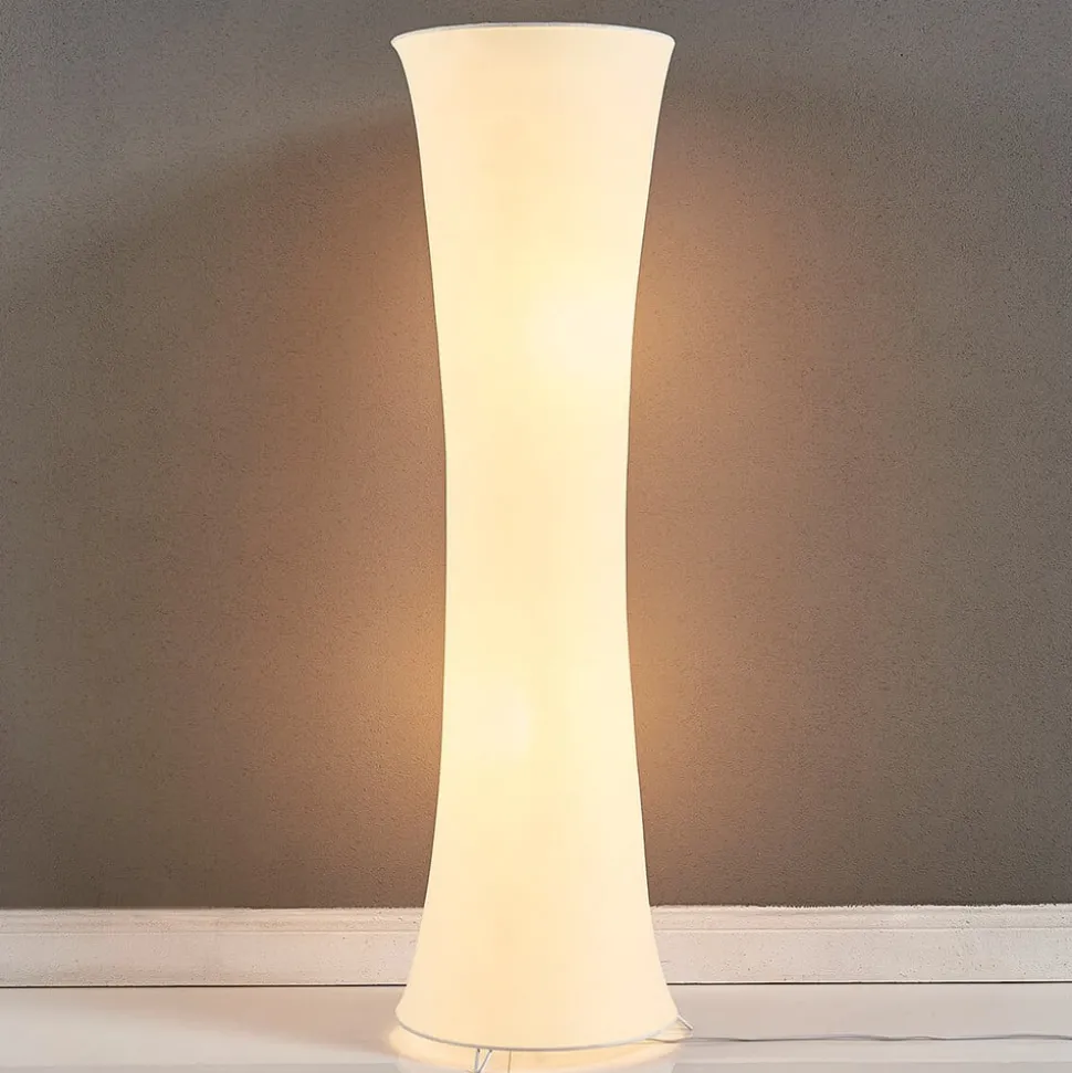 Vloerlamp Lindby Liana, hoogte 123 cm, wit, textiel