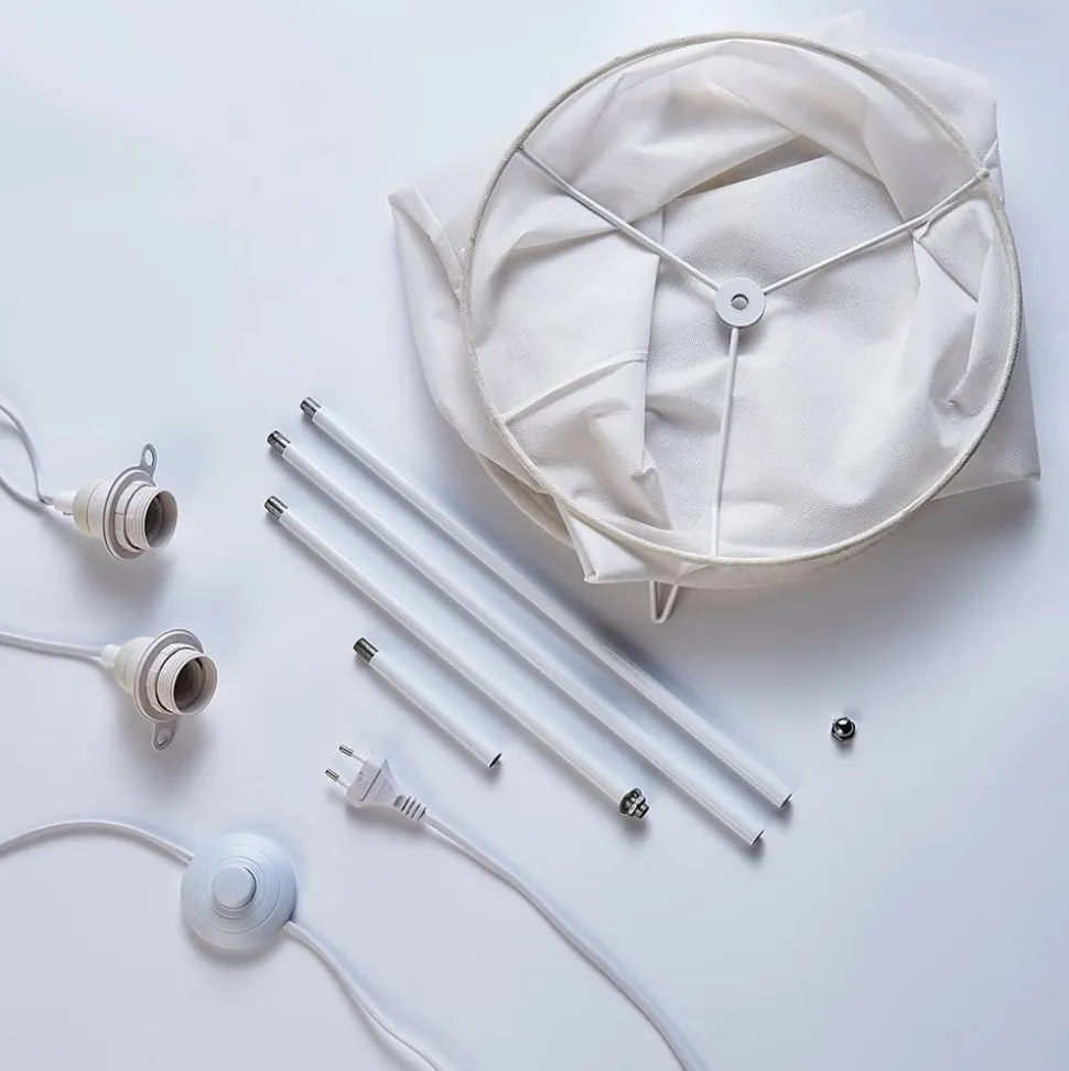 Vloerlamp Lindby Liana, hoogte 123 cm, wit, textiel