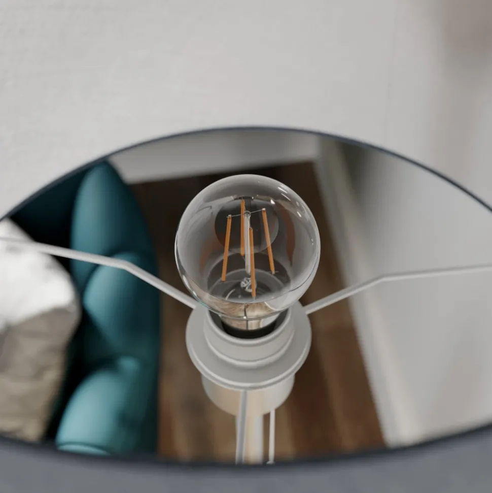 Vloerlamp Lindby Nantwin, 175 cm, grijs, nikkel, textiel