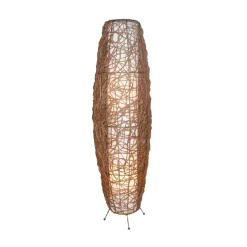 Vloerlamp Lindby Nias, hoogte 111 cm, rotan, textiel