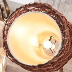 Vloerlamp Lindby Nias, hoogte 111 cm, rotan, textiel