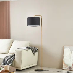 Vloerlamp Lindby, zwart/goud, marmer, 153cm