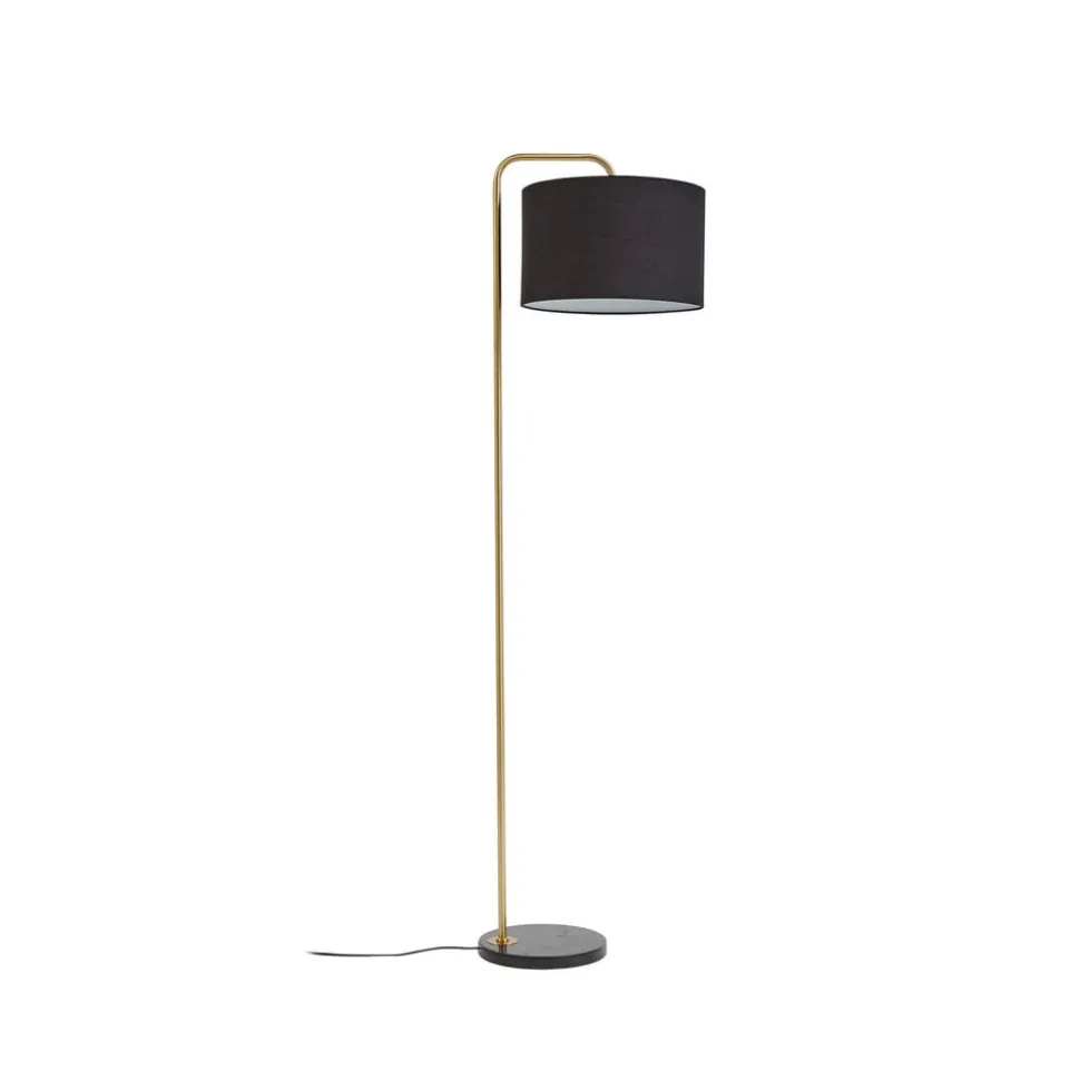 Vloerlamp Lindby, zwart/goud, marmer, 153cm