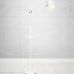 Vloerlamp Linear met USB-laadstation, wit